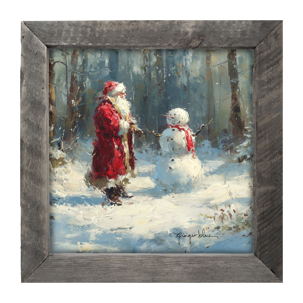 Santa and the Snowman - Framed Art