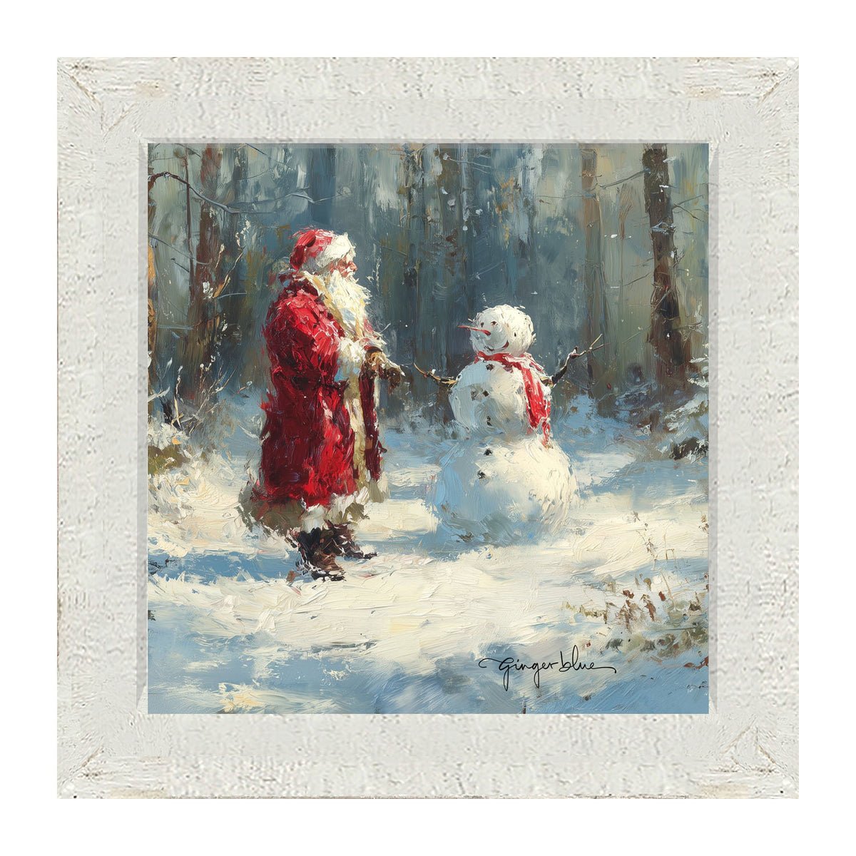 Santa and the Snowman - Framed Art
