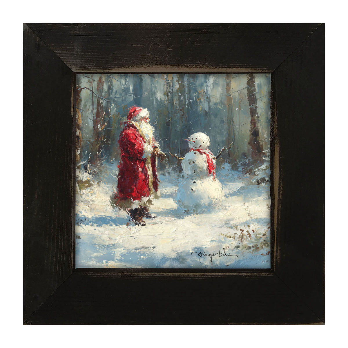 Santa and the Snowman - Framed Art