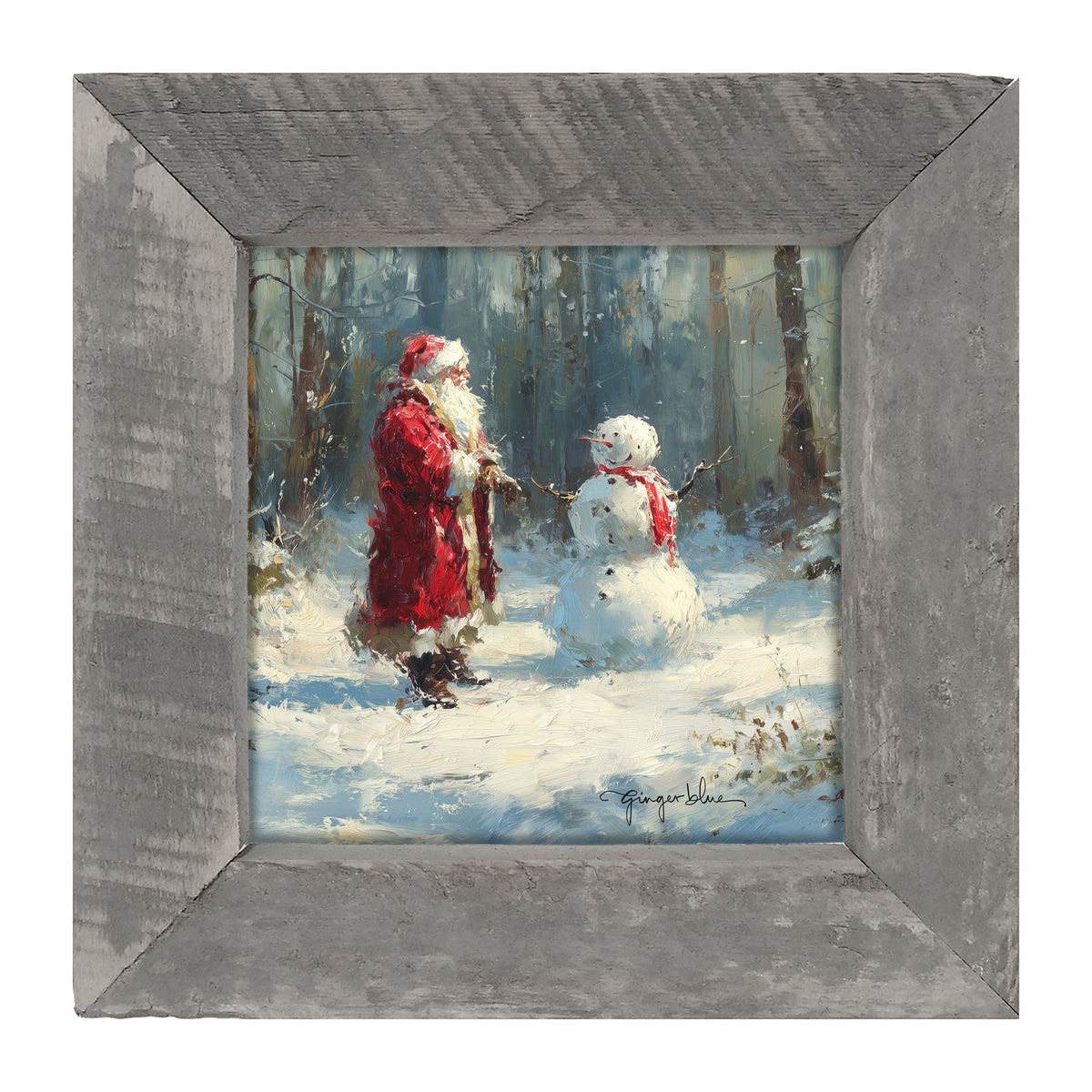Santa and the Snowman - Framed Art