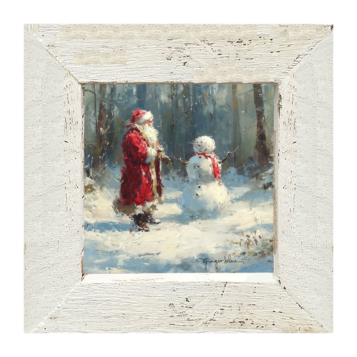 Santa and the Snowman - Framed Art