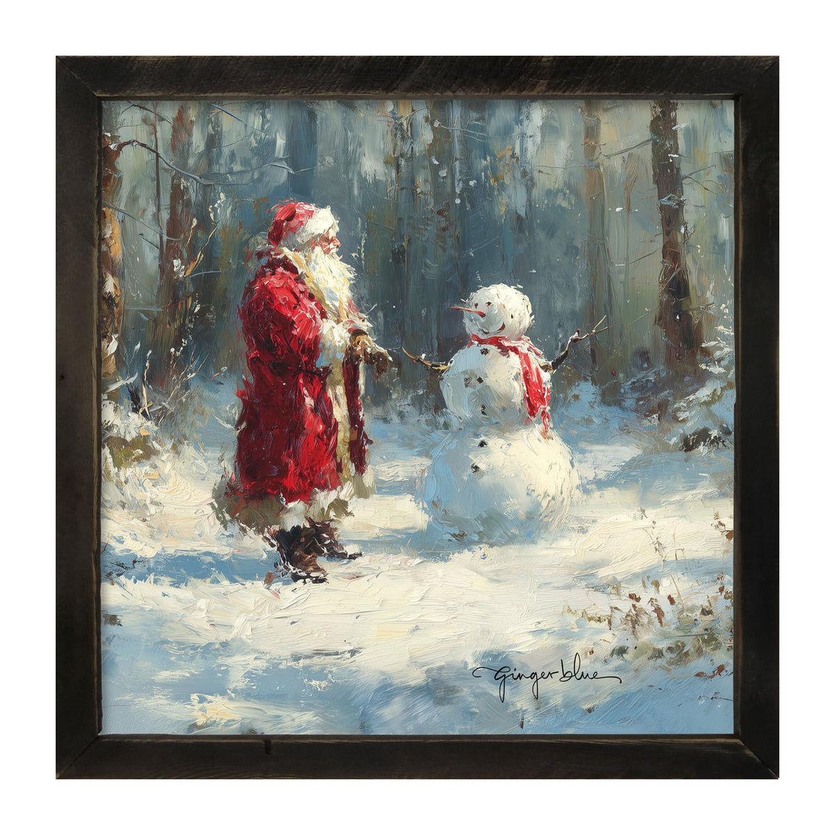Santa and the Snowman - Framed Art