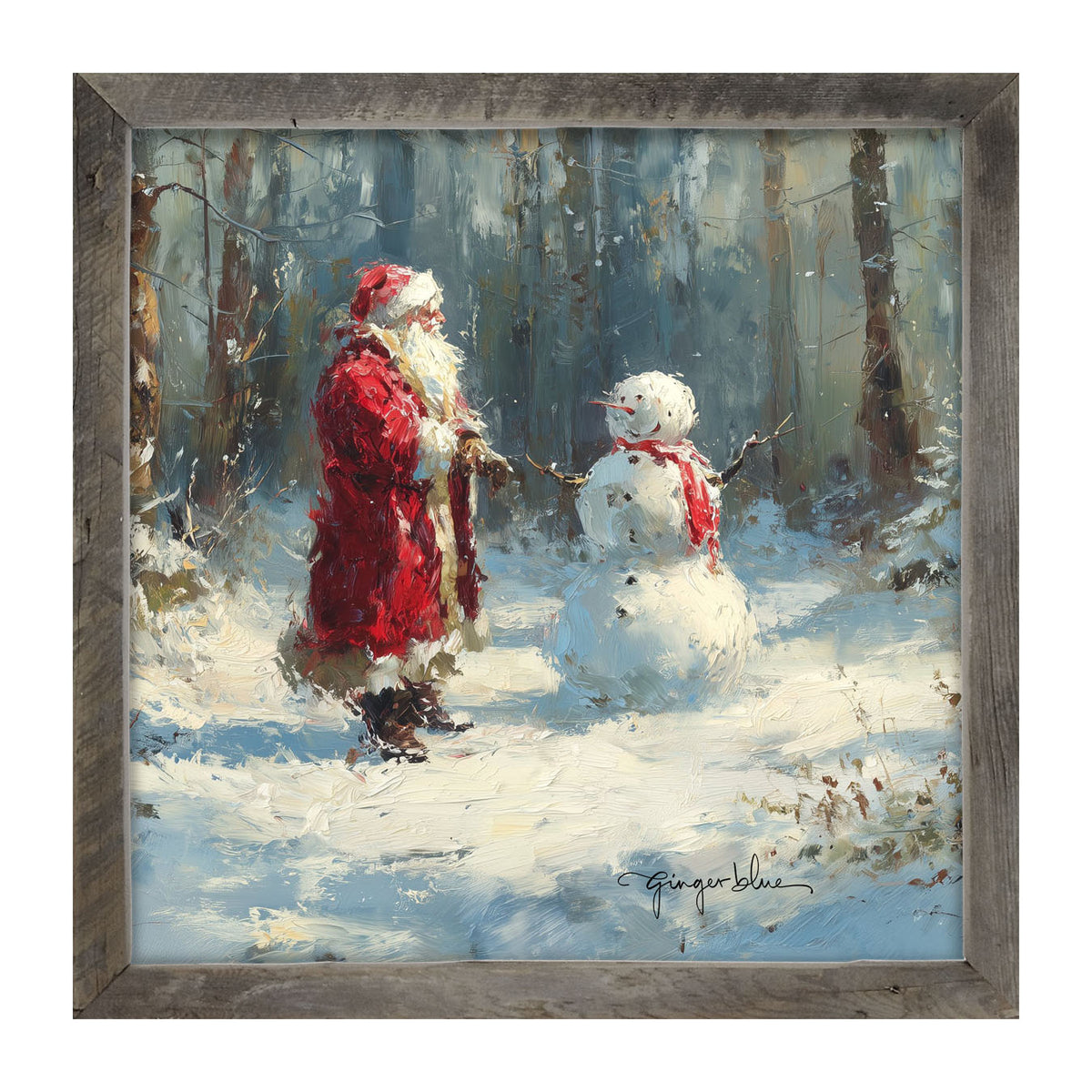 Santa and the Snowman - Framed Art