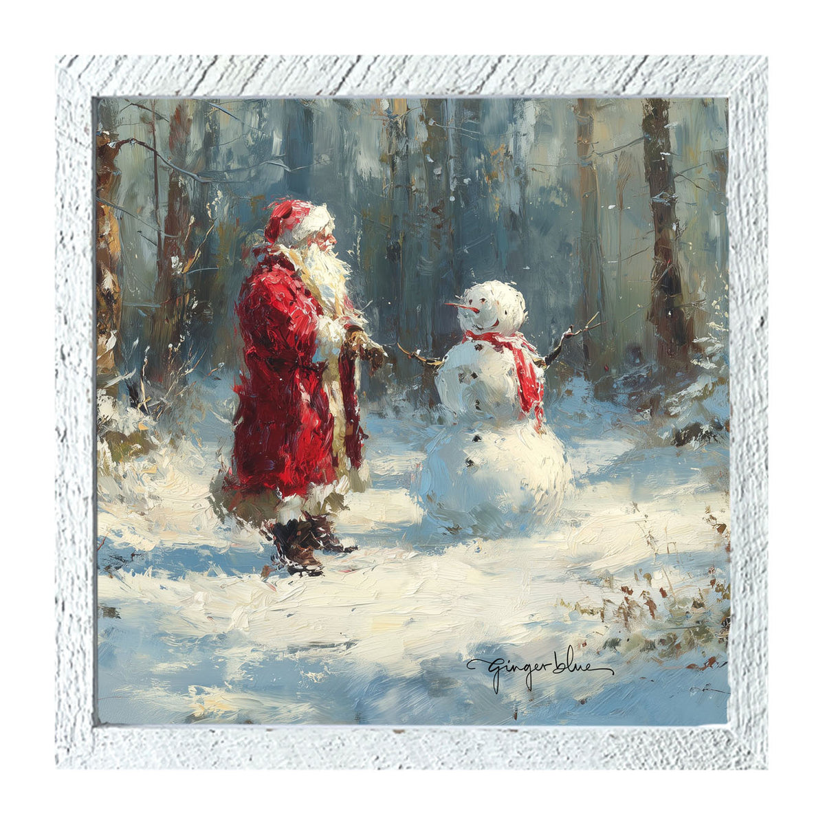 Santa and the Snowman - Framed Art