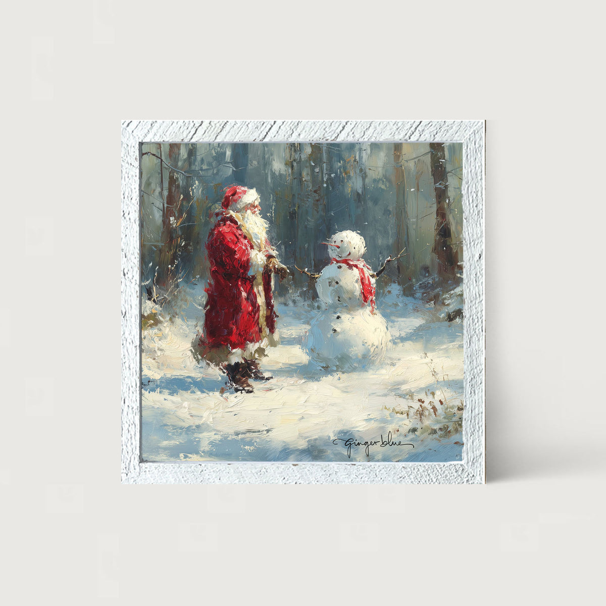 Santa and the Snowman - Framed Art