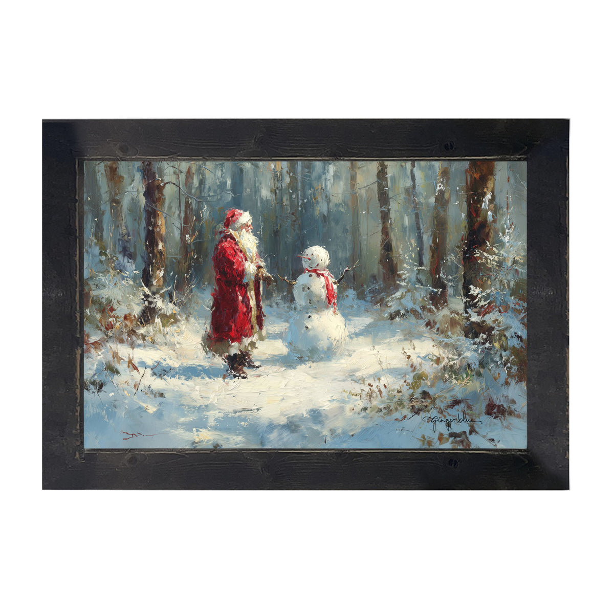 Santa and the Snowman - Framed Art