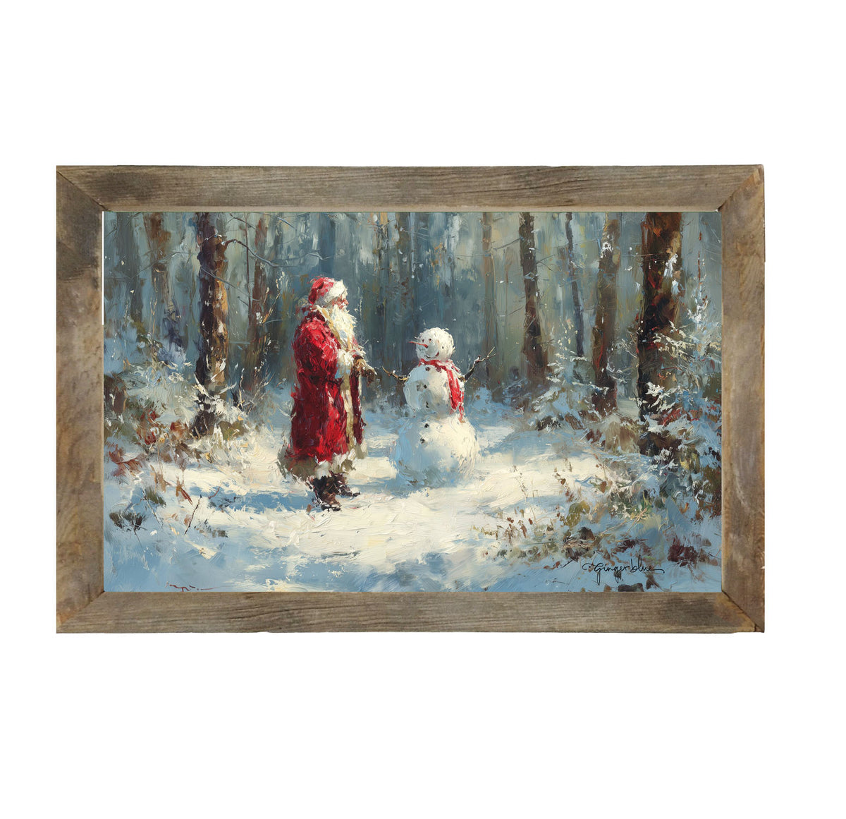 Santa and the Snowman - Framed Art