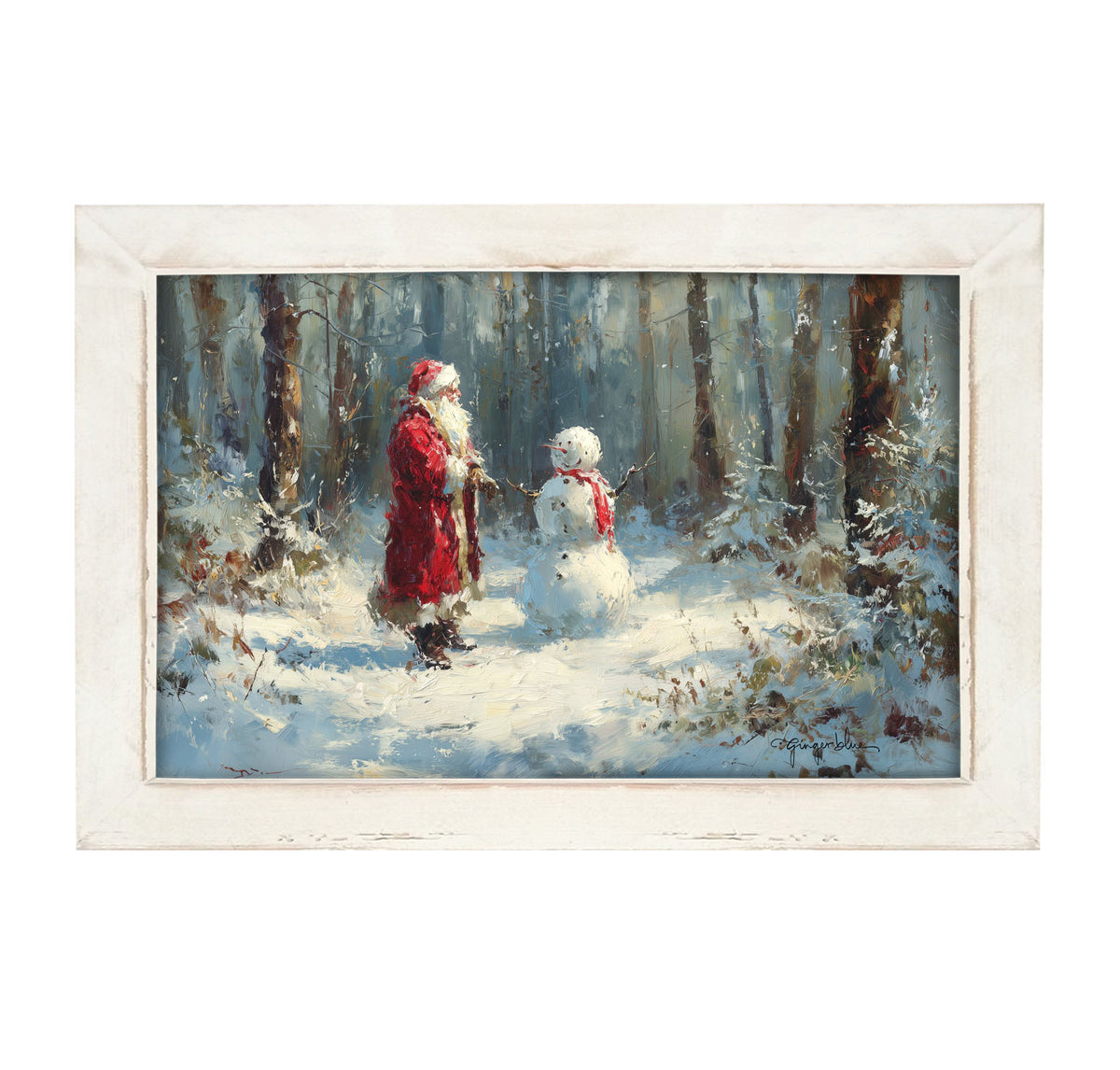 Santa and the Snowman - Framed Art