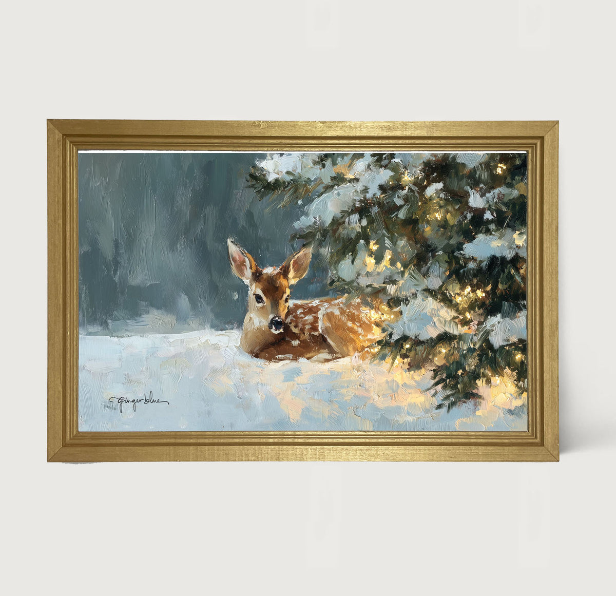Deer resting near Pine Tree