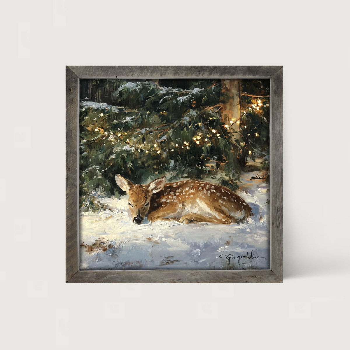 Deer Sleeping under Pine Tree