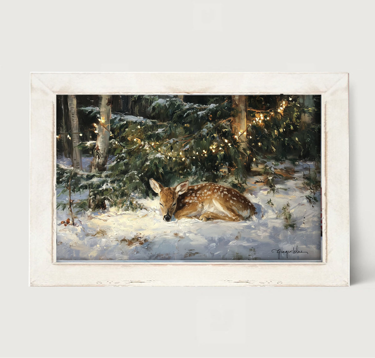 Deer Sleeping under Pine Tree