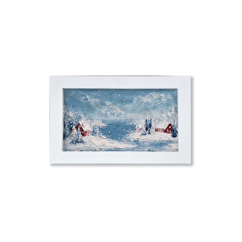 Snowy Cabins - Framed Art