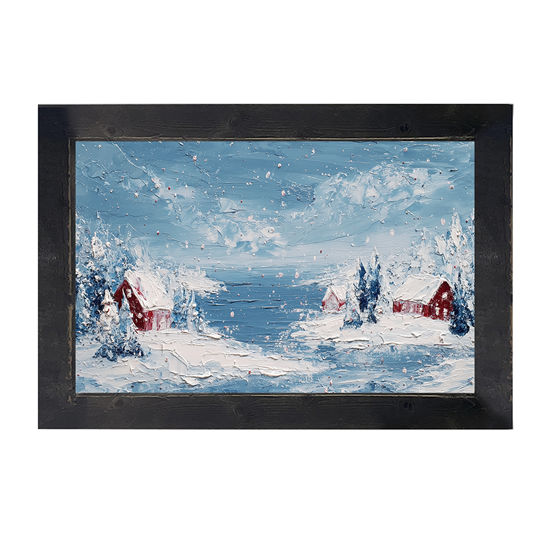 Snowy Cabins - Framed Art