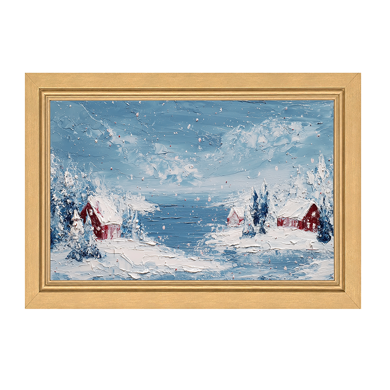 Snowy Cabins - Framed Art