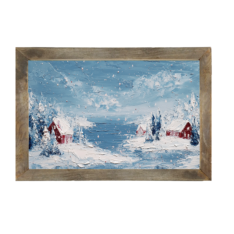 Snowy Cabins - Framed Art