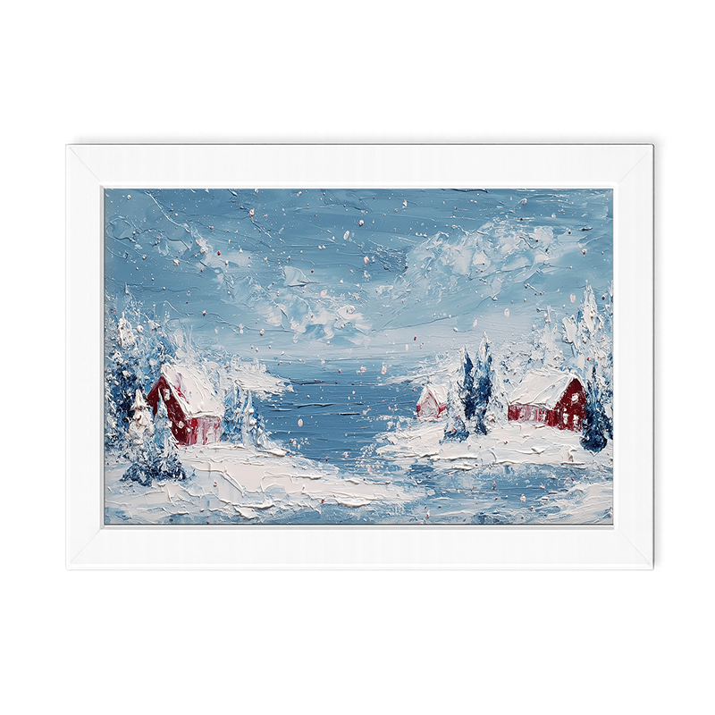 Snowy Cabins - Framed Art