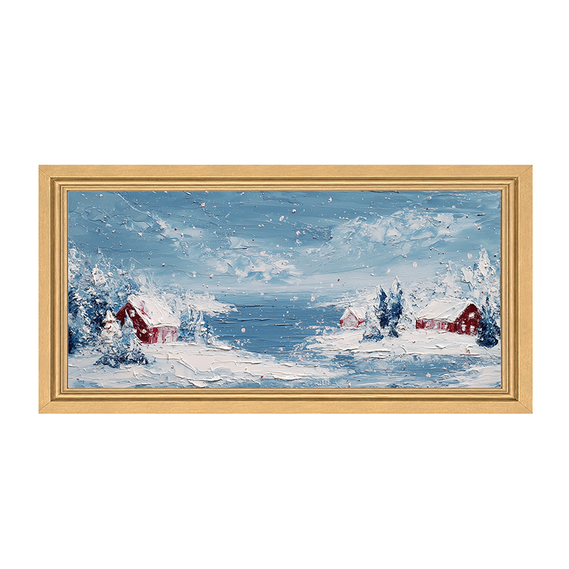Snowy Cabins - Framed Art