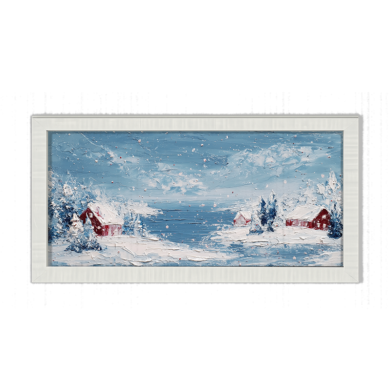 Snowy Cabins - Framed Art