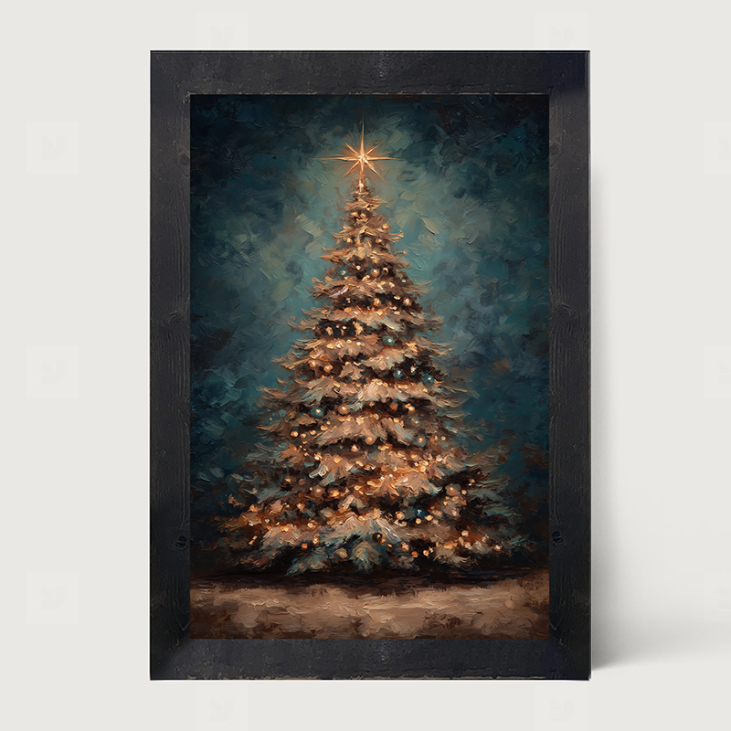 Christmas Tree at Night - Framed Art