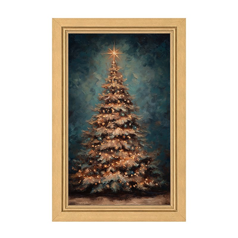 Christmas Tree at Night - Framed Art