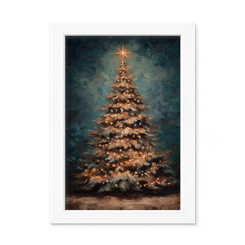 Christmas Tree at Night - Framed Art