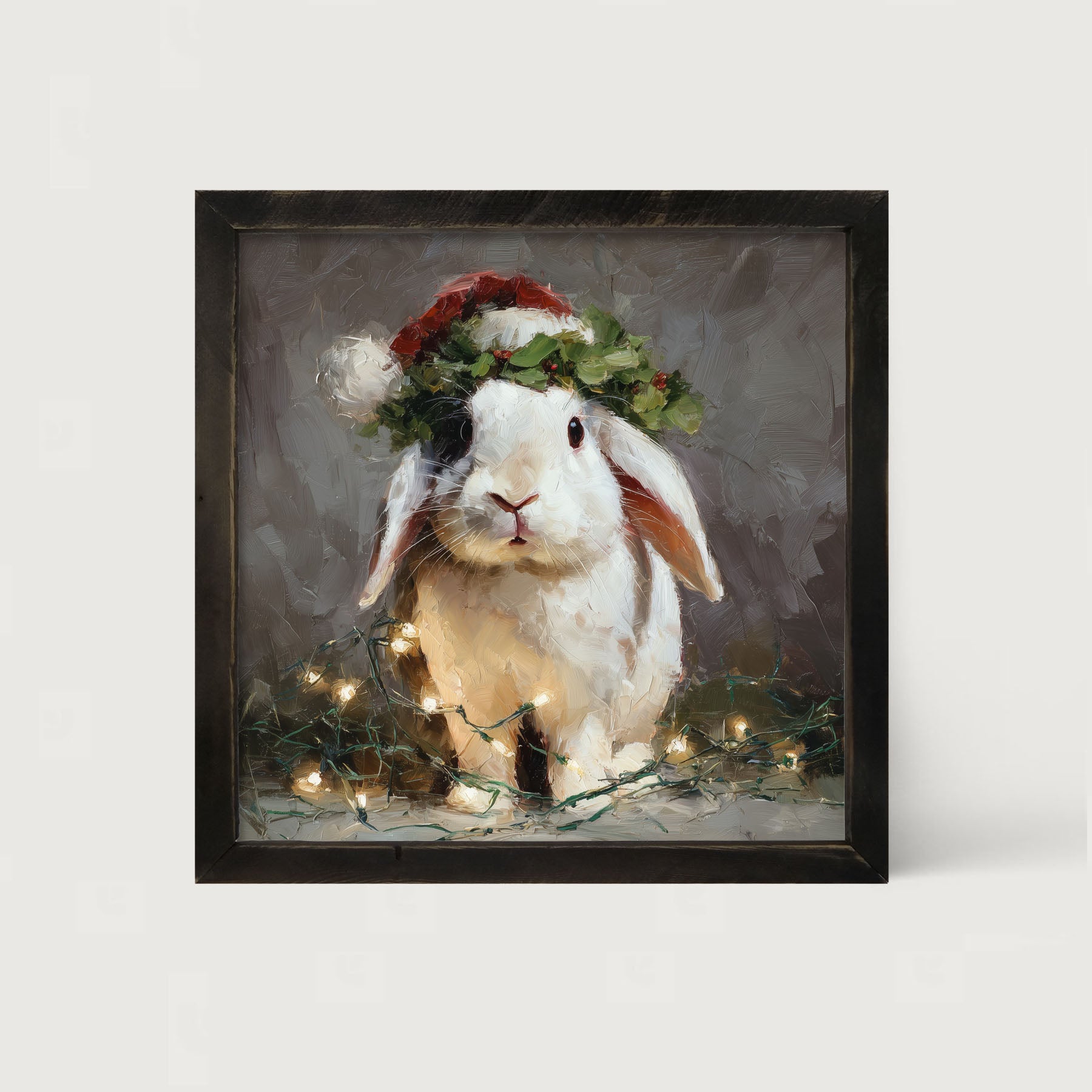Christmas Lights with White Bunny