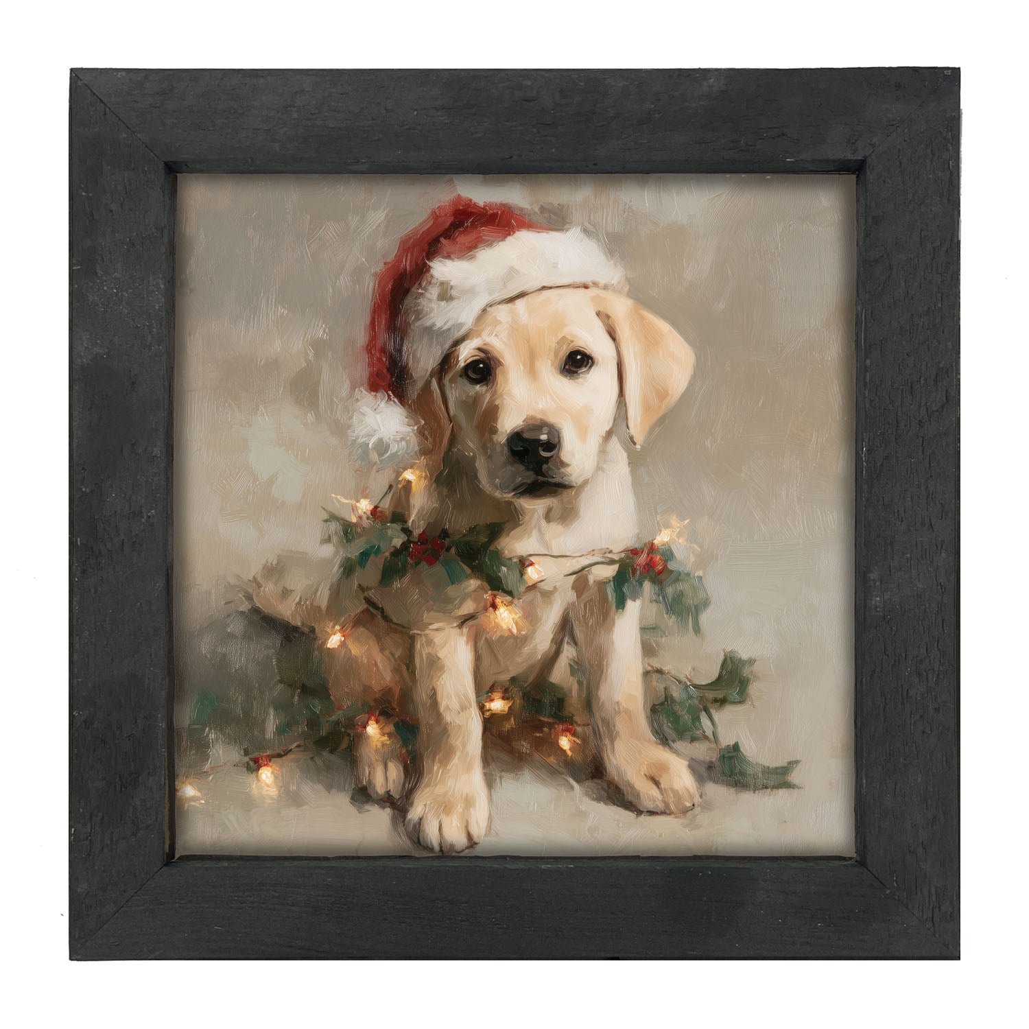 Christmas Lights with Labrador - Framed art