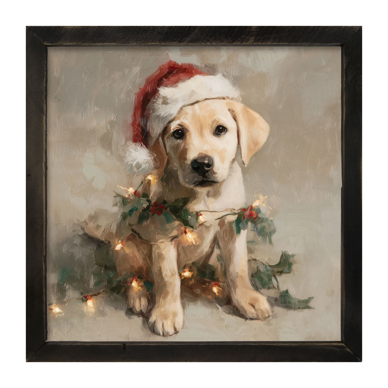 Christmas Lights with Labrador - Framed art