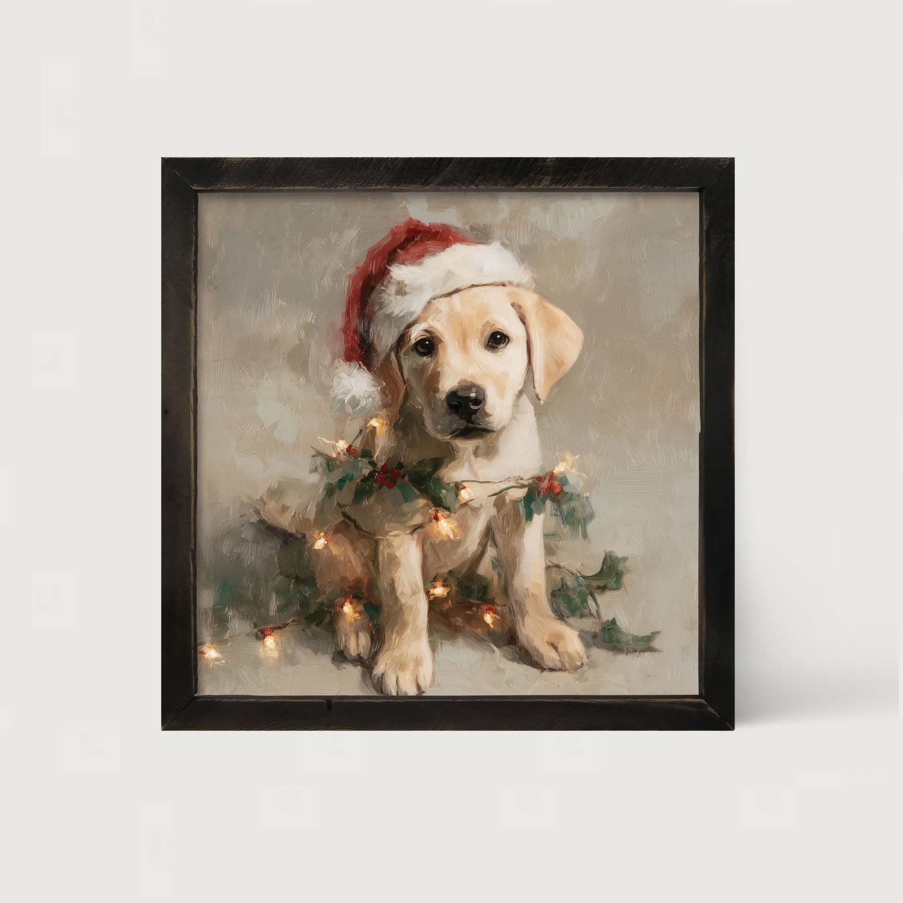 Christmas Lights with Labrador