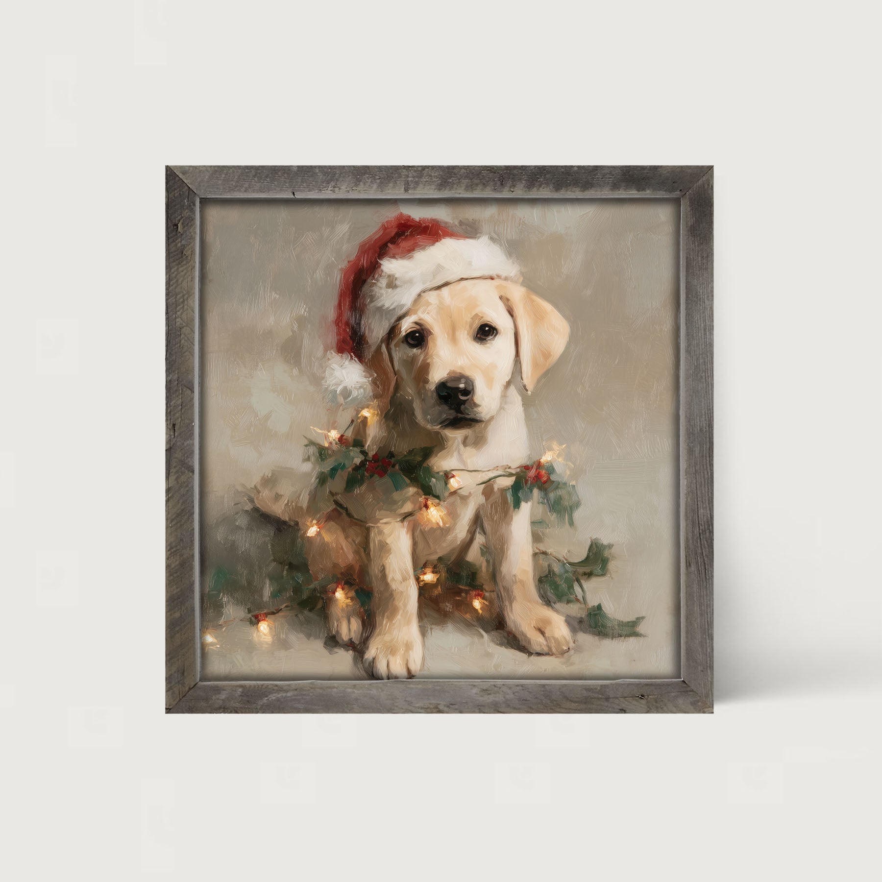 Christmas Lights with Labrador