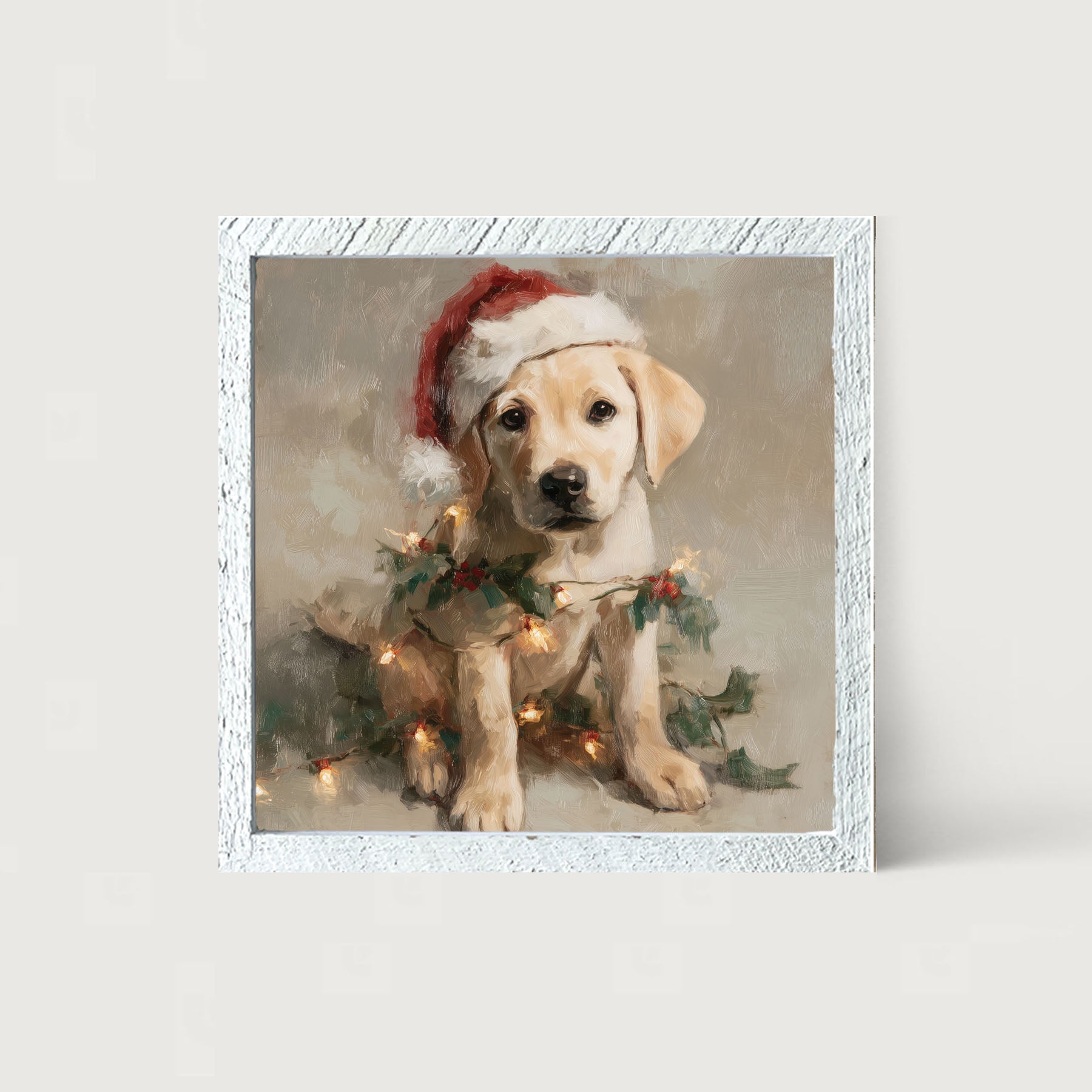 Christmas Lights with Labrador