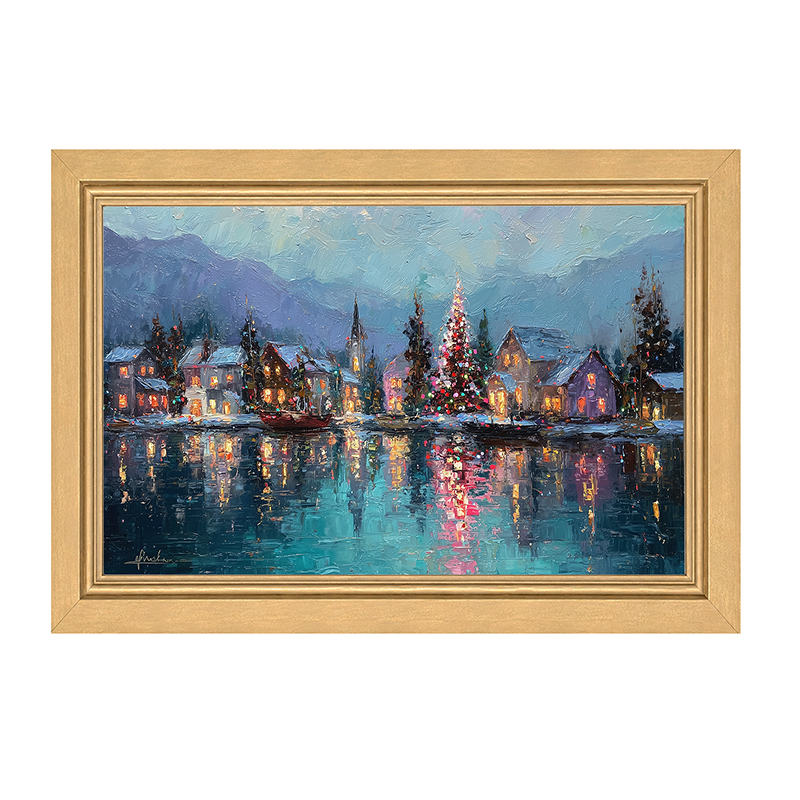 Lakeside Village Christmas - Framed Art