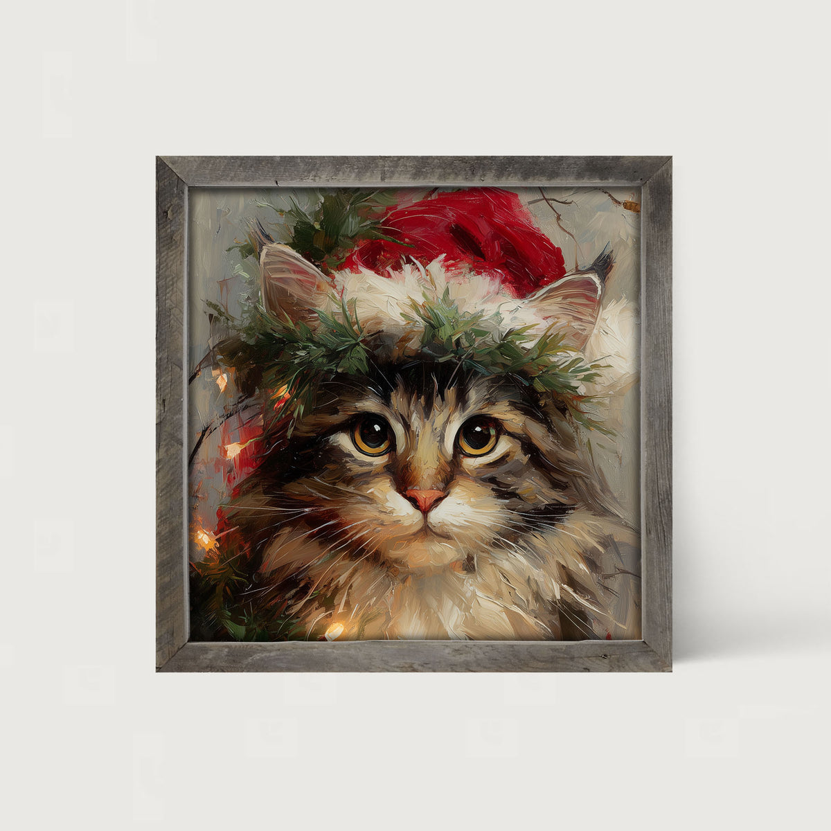 Christmas Lights with Furry Cat