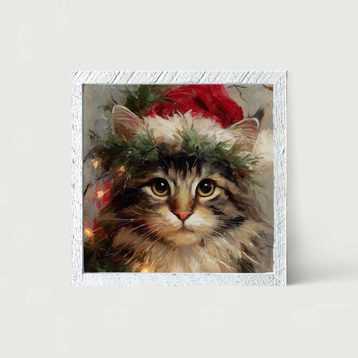 Christmas Lights with Furry Cat