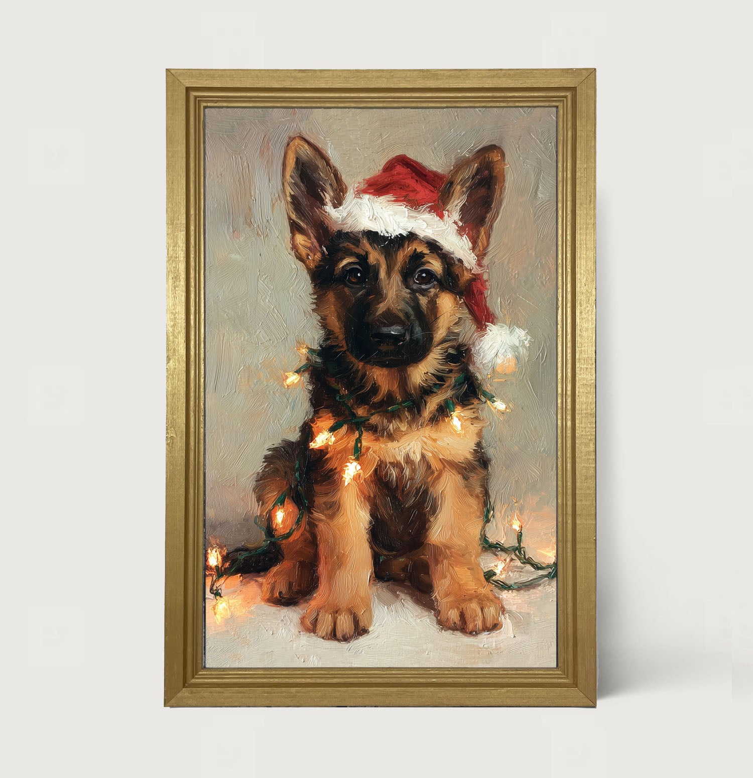Christmas Lights with German Shepard