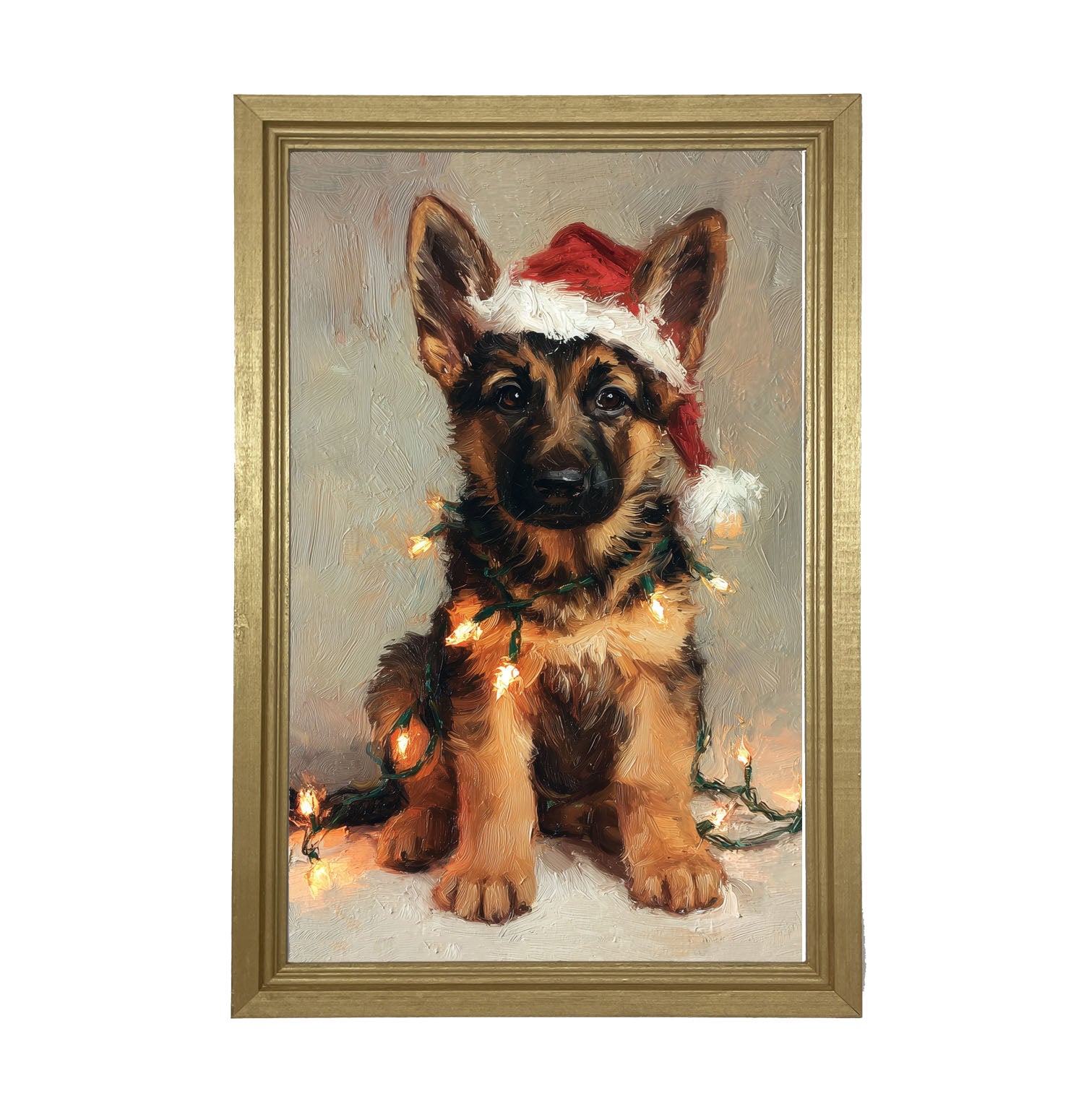 Christmas Lights with German Shepard - Framed art