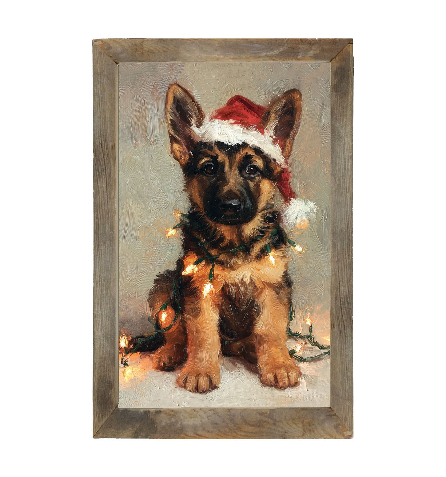 Christmas Lights with German Shepard - Framed art
