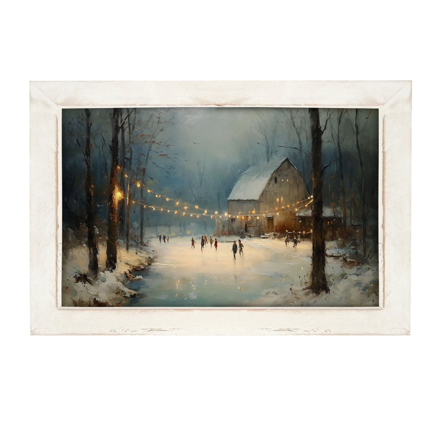 Ice Skating at the Old Barn - Framed Art