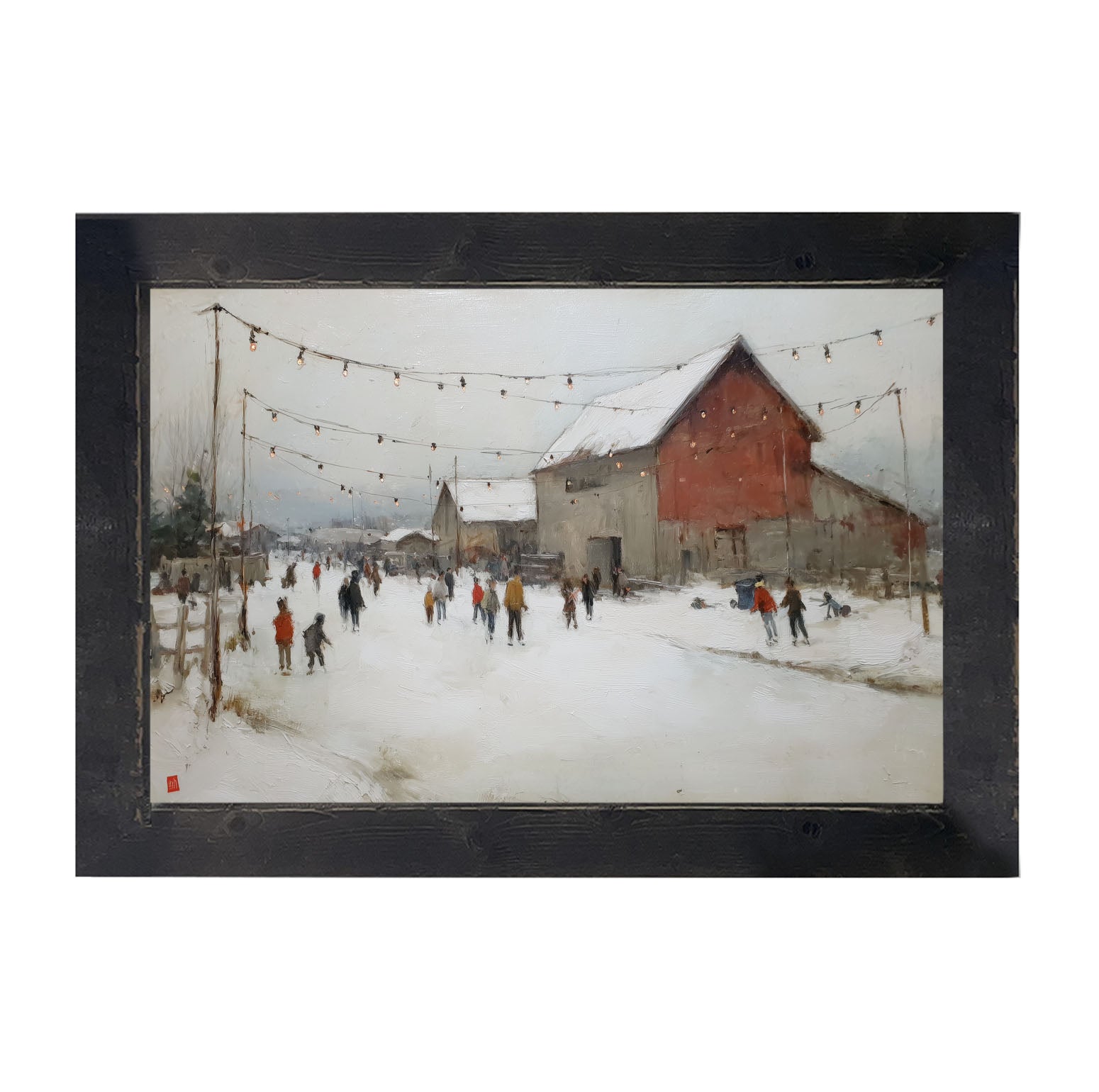 Visiting the Farm in Winter - Framed Art