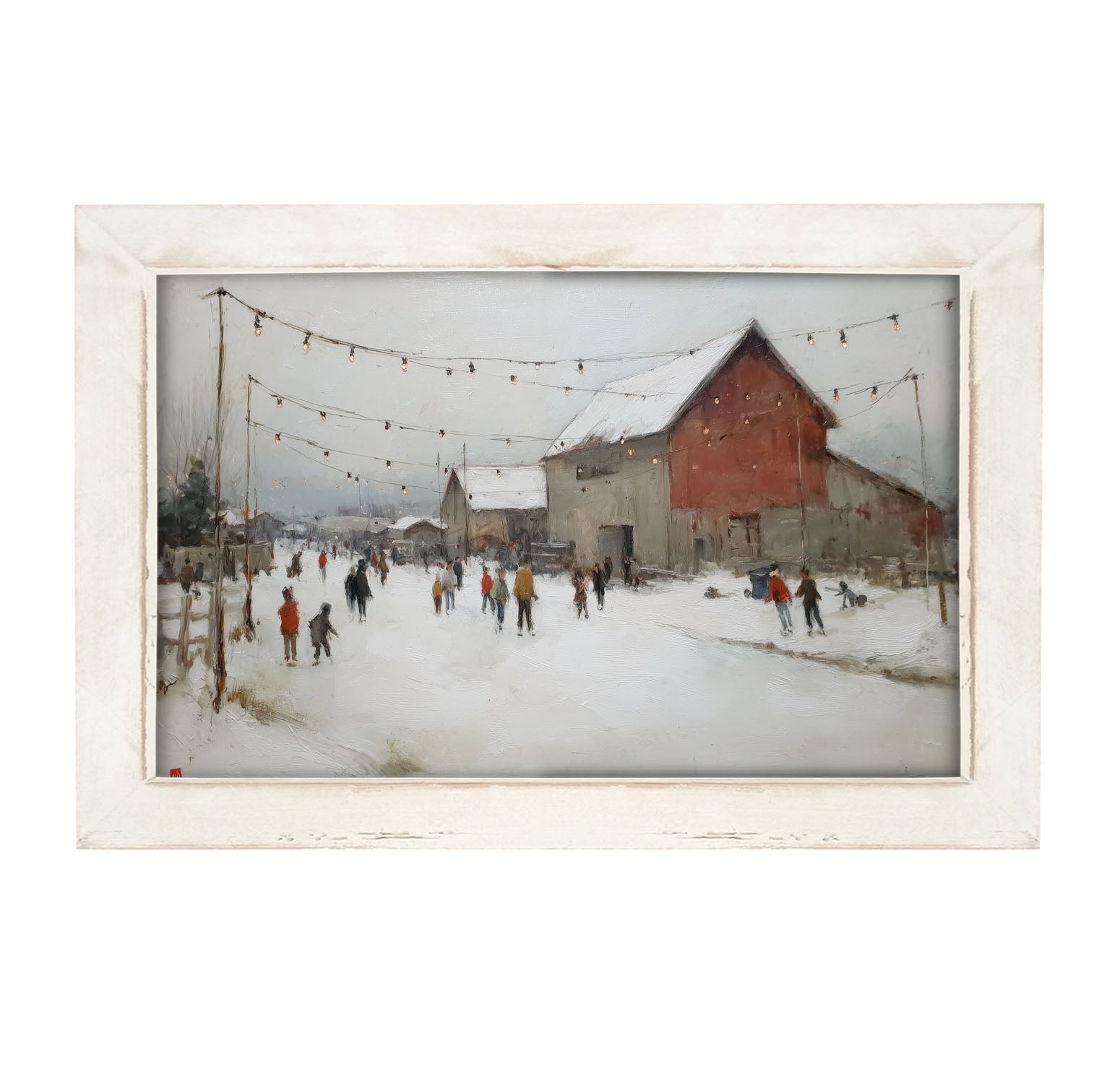Visiting the Farm in Winter - Framed Art