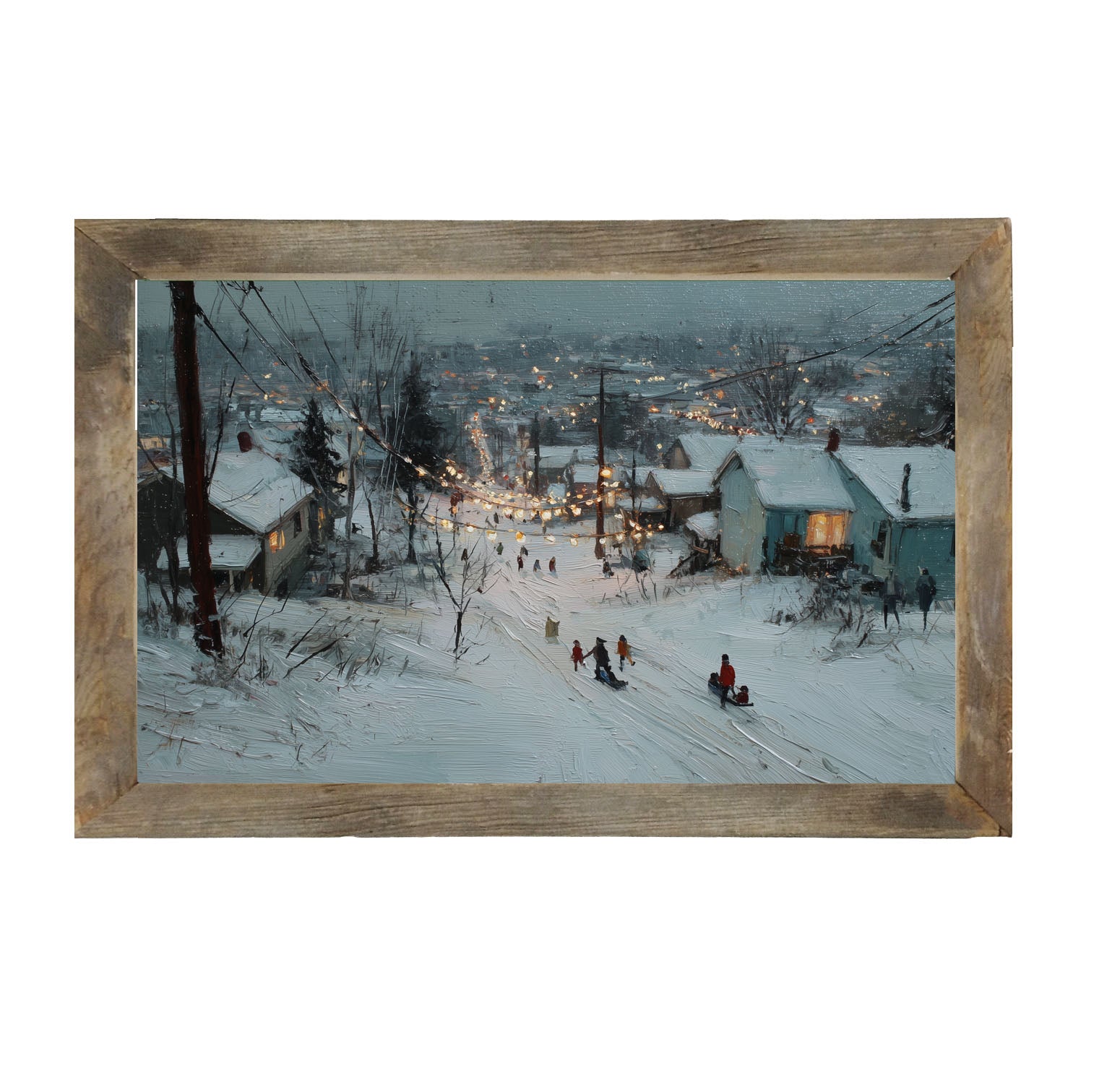 Sledding in the Neighborhood - Framed Art