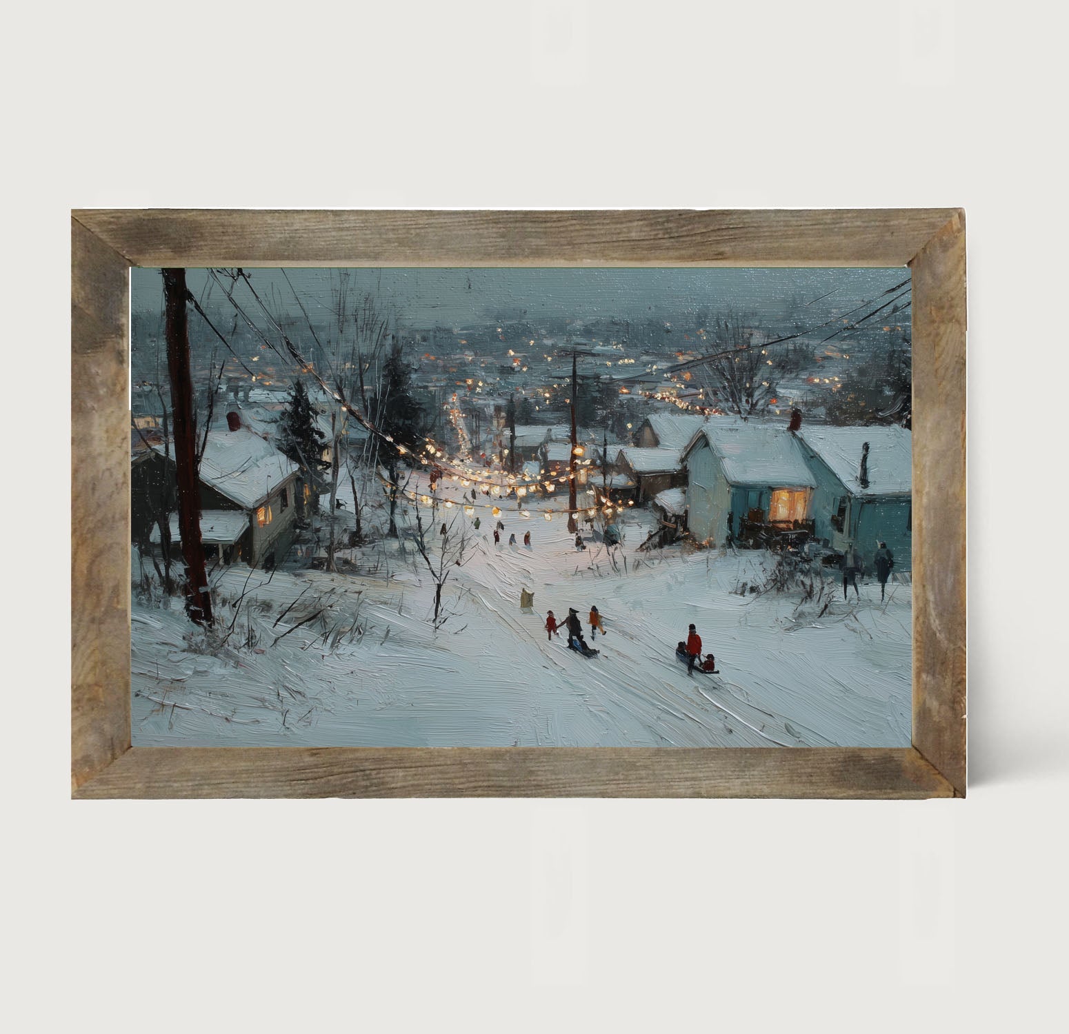 Sledding in the Neighborhood - Framed Art