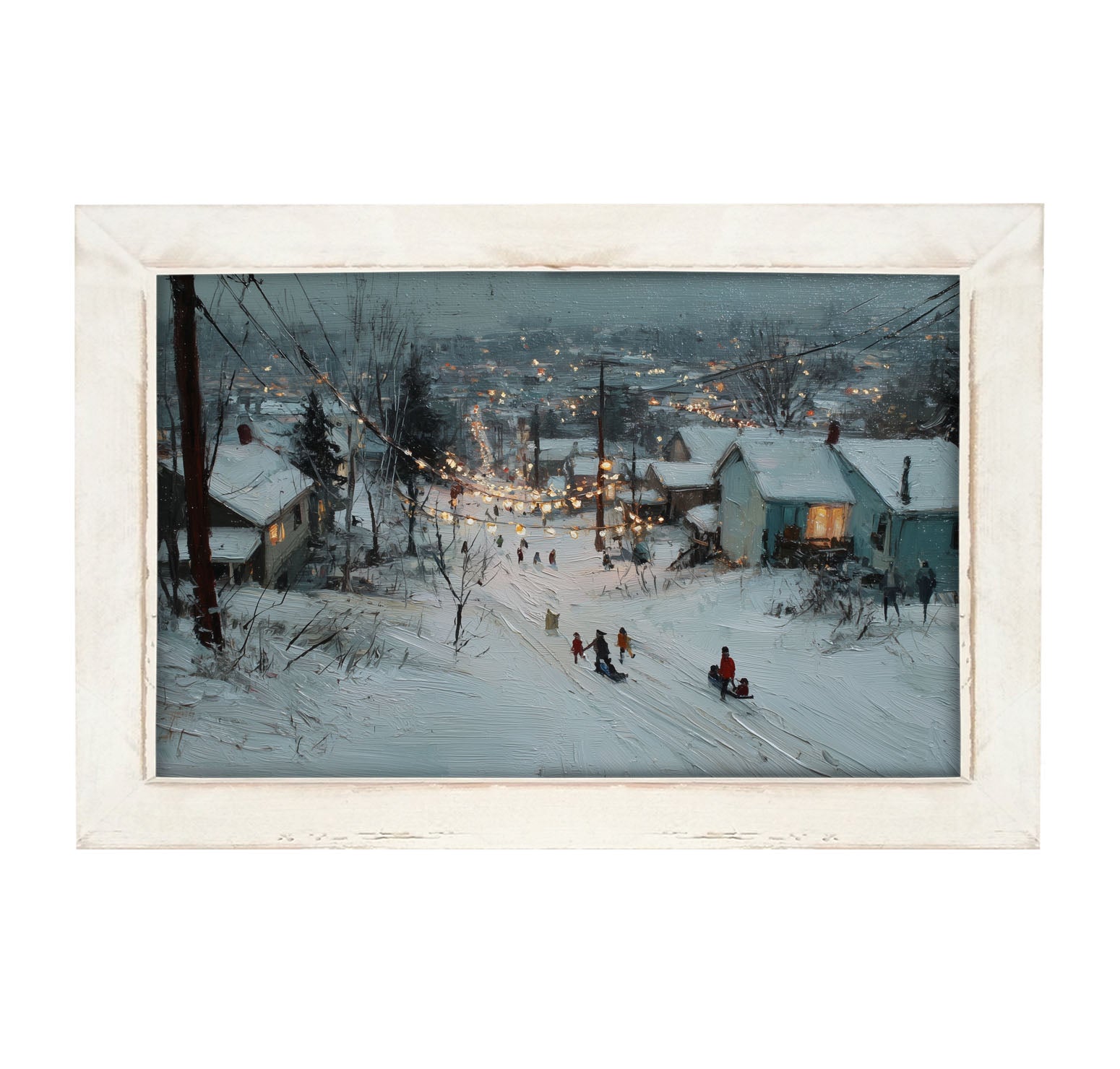 Sledding in the Neighborhood - Framed Art