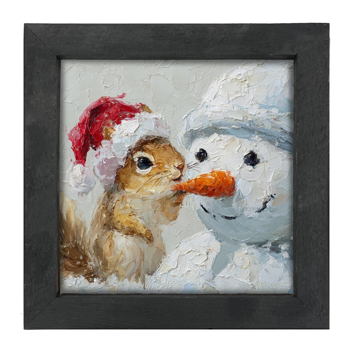 Squirrel with Snowman - Framed Art