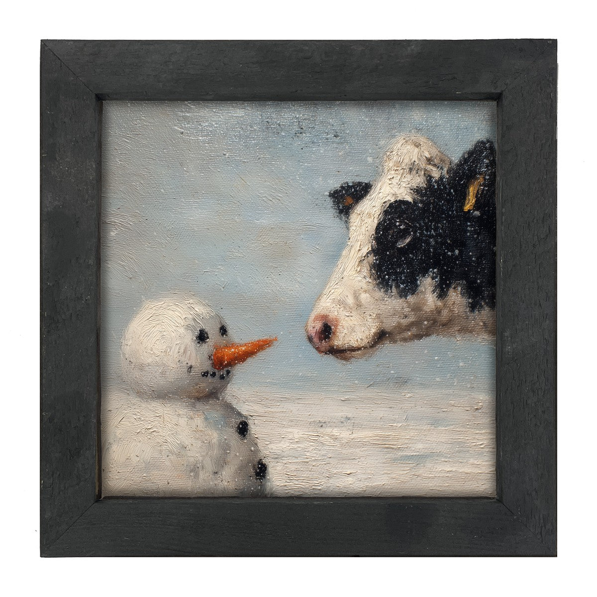 Snowman and Cow - Framed Art