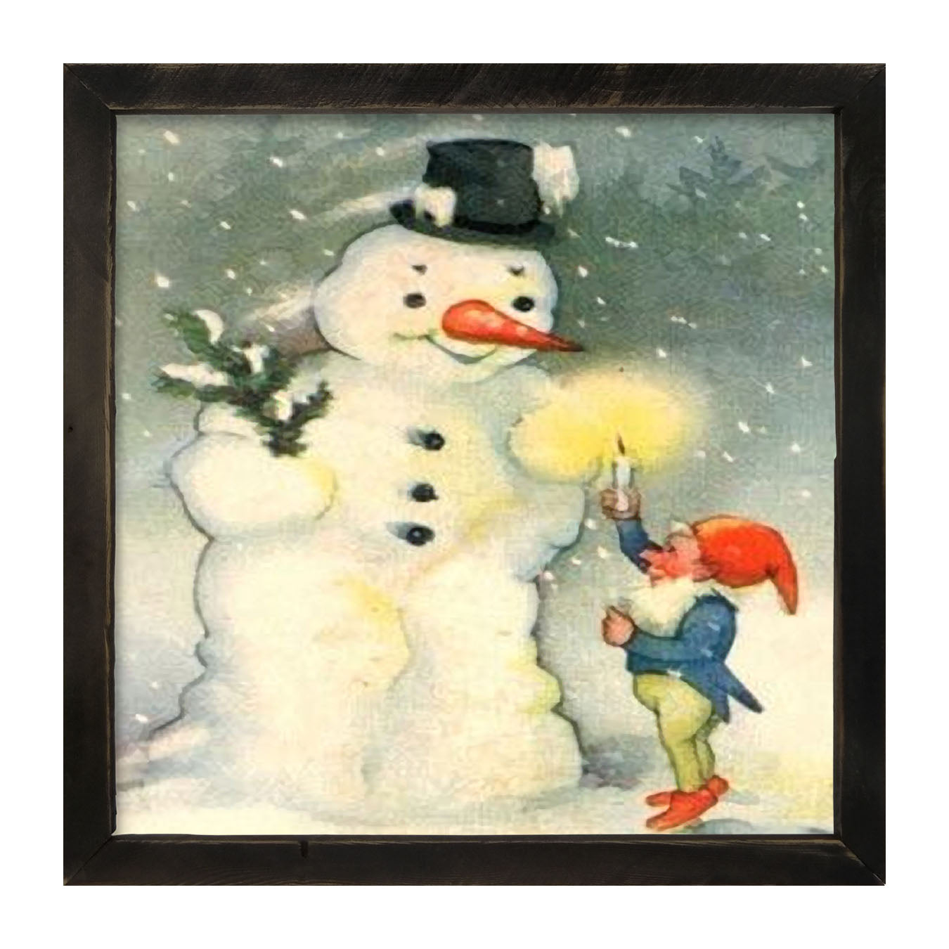 Snowman with Elf - Framed art