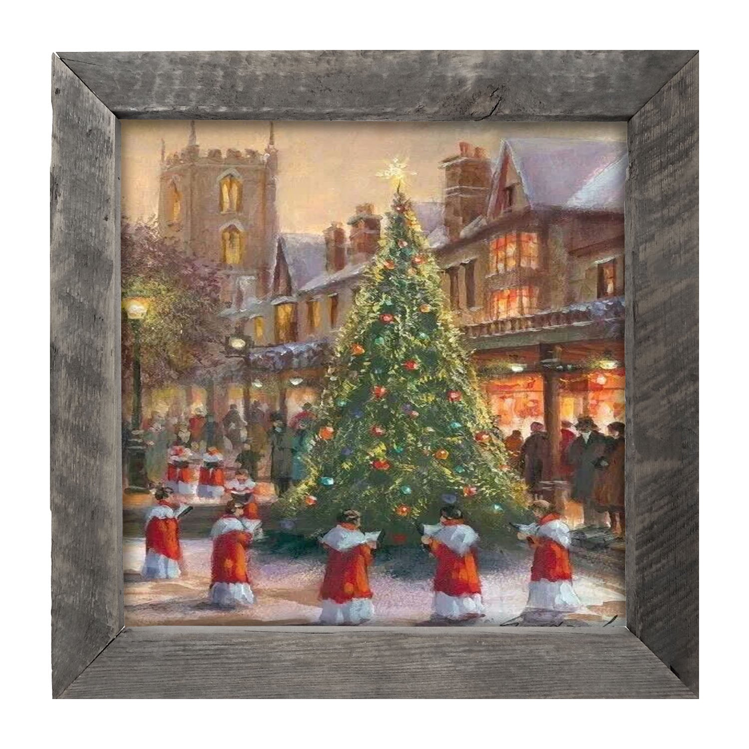 City Christmas Tree with Carolers - Framed art