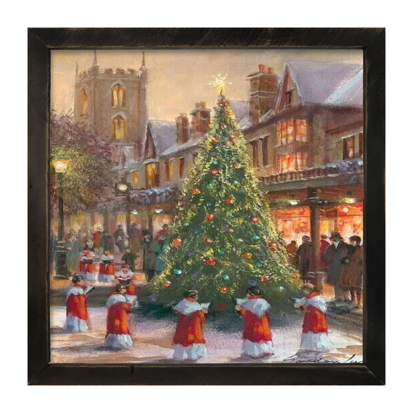 City Christmas Tree with Carolers - Framed art