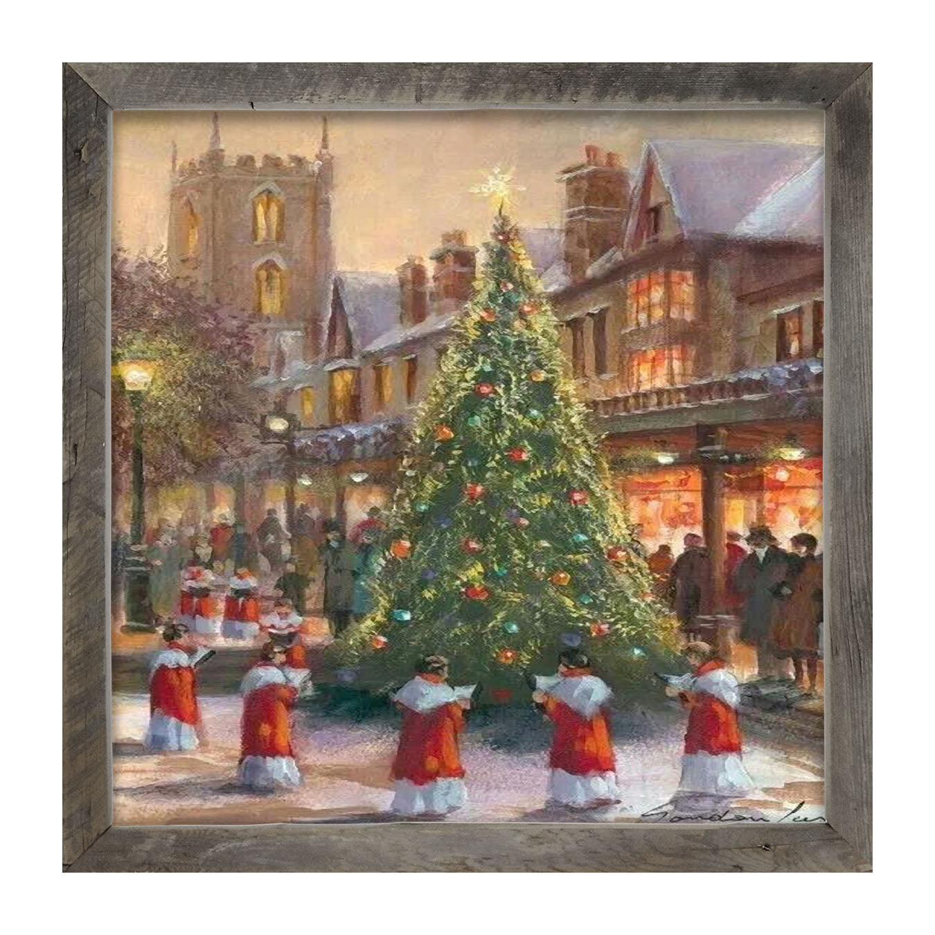 City Christmas Tree with Carolers - Framed art