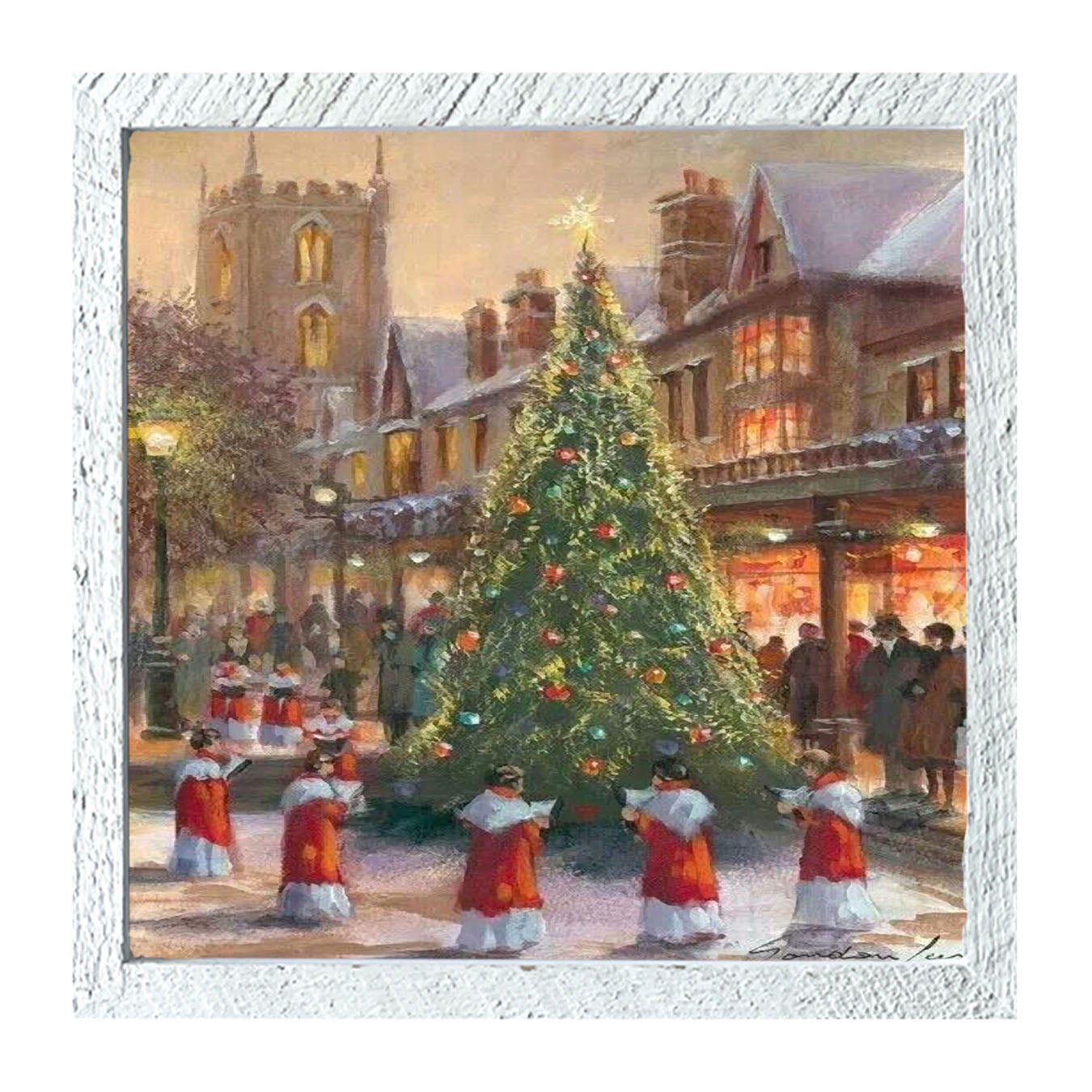 City Christmas Tree with Carolers - Framed art